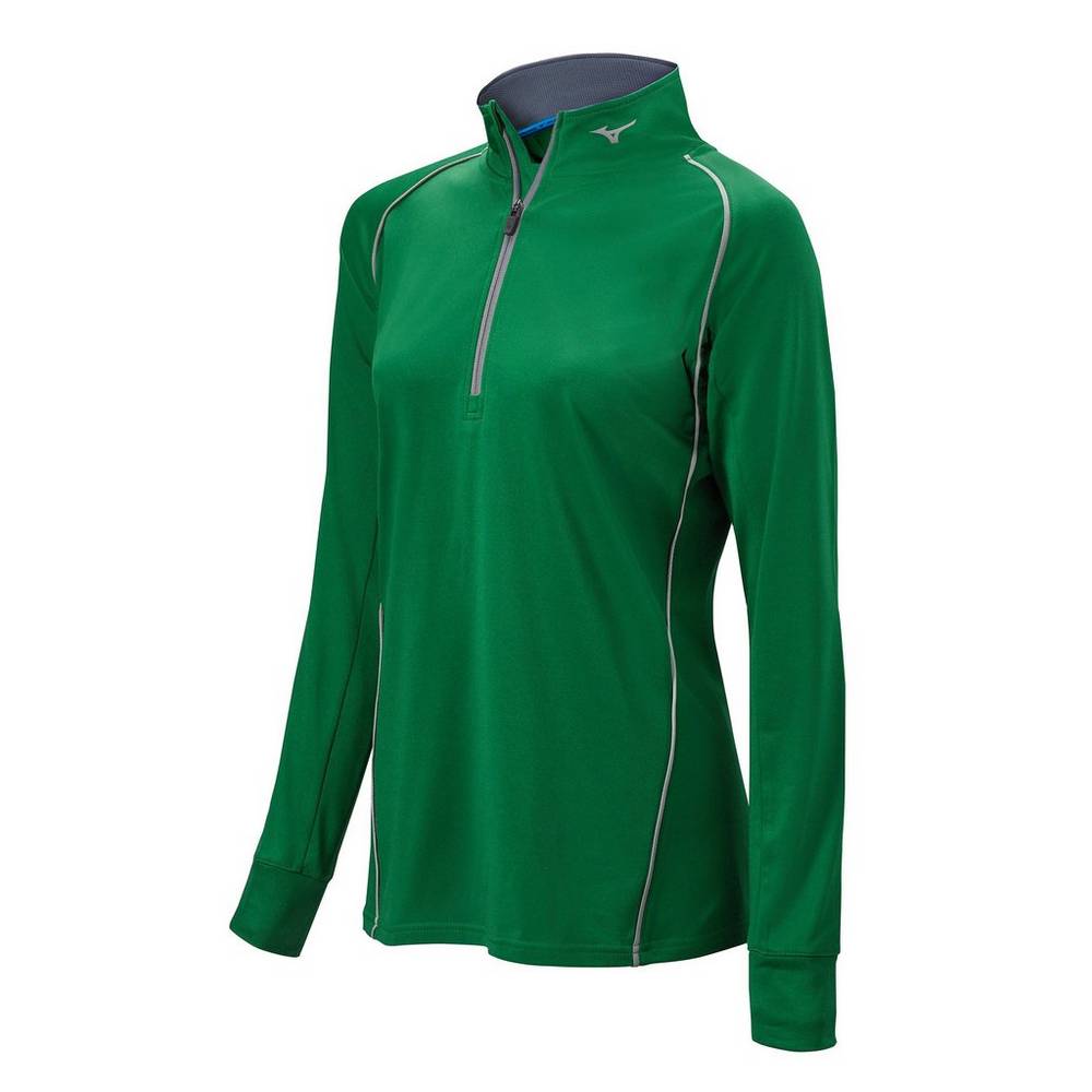 Pullover Mizuno Comp 1/2 Zip Long Sleeve Mujer Verde Outlet DIKV-20158